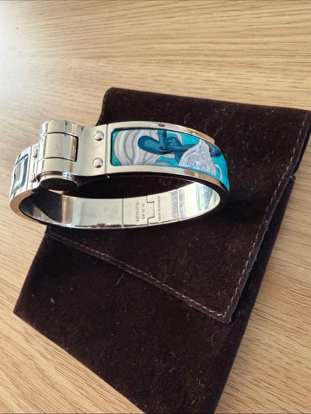 Hermes Silver hinged bracelet Brides de Gala